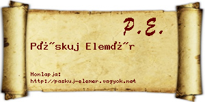 Páskuj Elemér névjegykártya